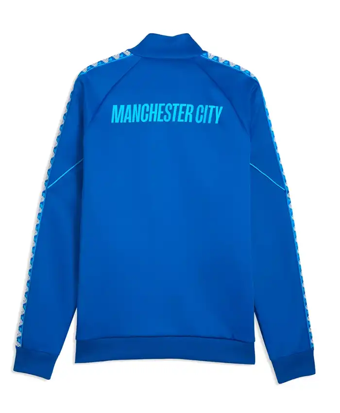 Striker Erling Haaland Manchester City Royal Blue Bomber Jacket Back View