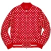 Supreme LV Pattern Red Leather Bomber Jacket Front