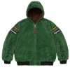 Supreme Vanson POPEYE FW26 Skull Graphic Leather Reversible Quilted Hooded Jacket Green