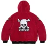 Supreme Vanson POPEYE FW26 Skull Graphic Leather Reversible Quilted Hooded Jacket Red Back