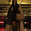 Susie Glass TV Series The Gentlemen 2026 Kaya Scodelario Shearling Plaid Coat Front