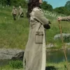 Susie Glass TV Series The Gentlemen 2026 Kaya Scodelario Shearling Suede Leather Coat Side View