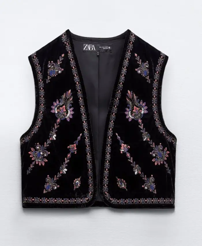 TV Series 90 Day The Last Resort 2026 Embroidered Black Velvet Vest