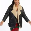 Ted Lasso S04 Abbie Hern Black Shearling Leather Jacket