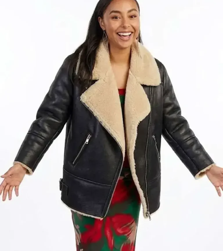 Ted Lasso S04 Abbie Hern Black Shearling Leather Jacket