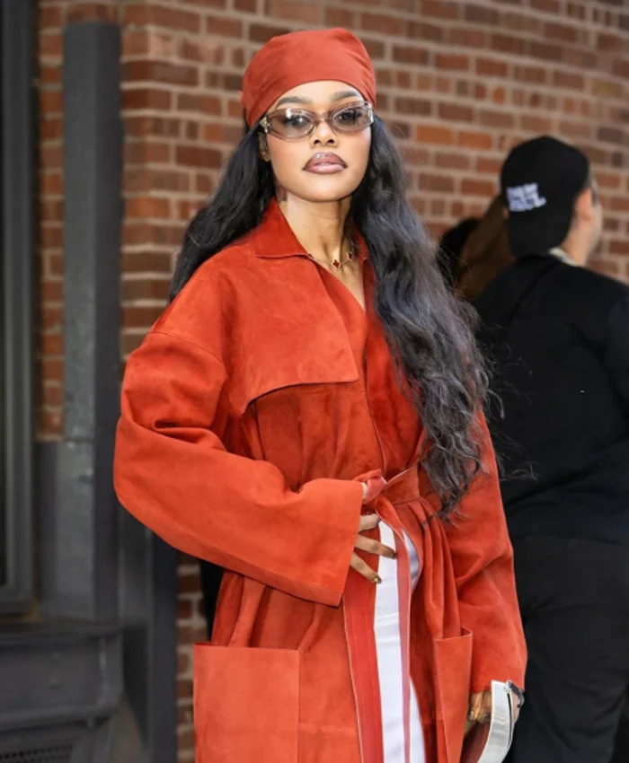 Teyana Taylor NYFW Calvin Klein SS27 Red Coat