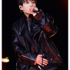 The Comeback Live 2026 Arirang Jeon Jungkook Oversized Black Leather Biker Jacket Front