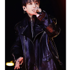 The Comeback Live 2026 Arirang Jeon Jungkook Oversized Black Leather Biker Jacket Front Side