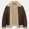 The Liverpool Women Team Tommy Hilfiger Shearling Brown Leather Jacket On Sale