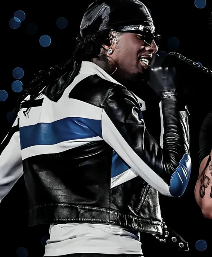 The Weeknd Wembley Stadium 2026 Playboi Carti Blue and White Leather Jacket Back View