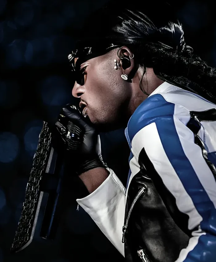 The Weeknd Wembley Stadium 2026 Playboi Carti Blue and White Leather Jacket