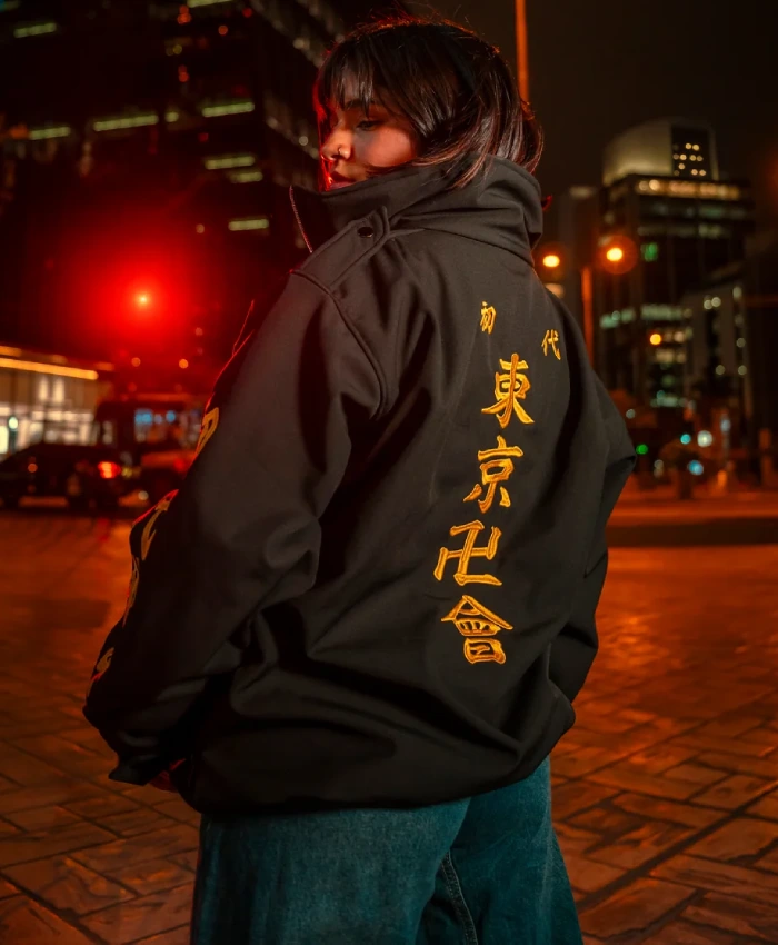 Tokyo Revengers Inspired Black Bomber Jacket Back View