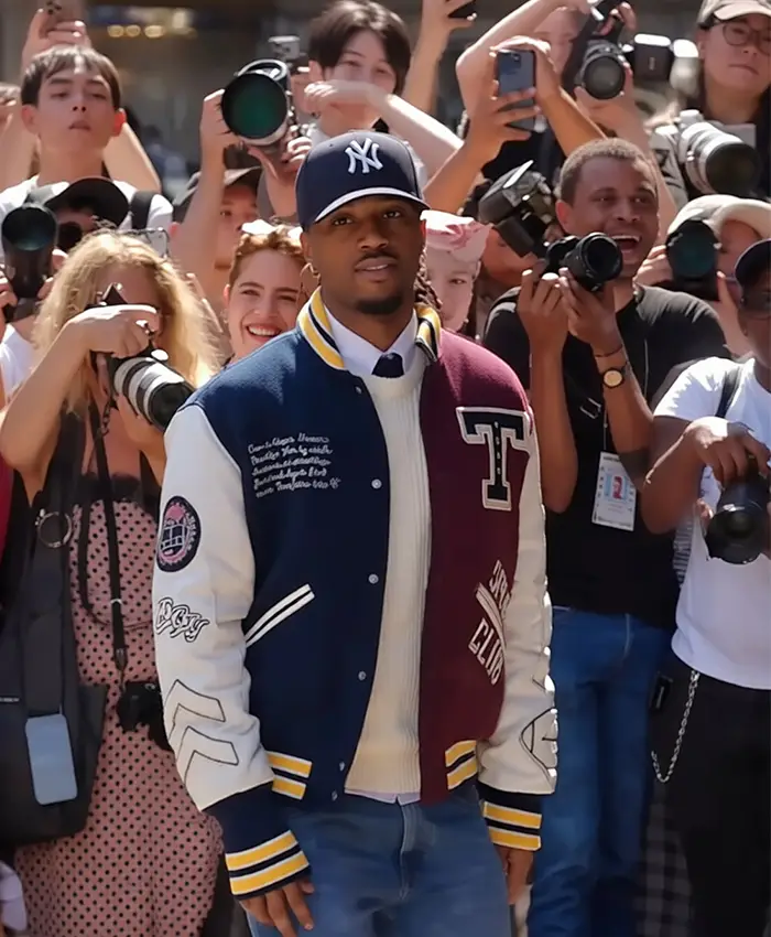 Tommy Hilfiger Fashion Show 2026 Metro Boomin Wool Letterman Varsity Jacket Shop now