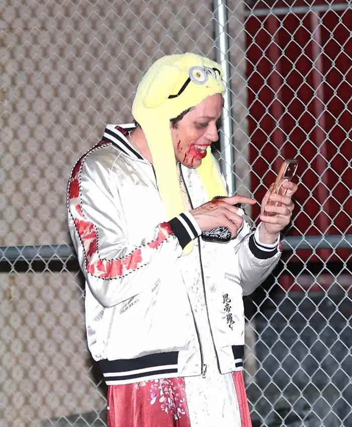 Tommy Karate Pete Davidson White Satin Bomber Jacket Side View