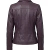 Tracy Spiridakos burgundy leather outerwear jacket inspired by Anna Pigeon