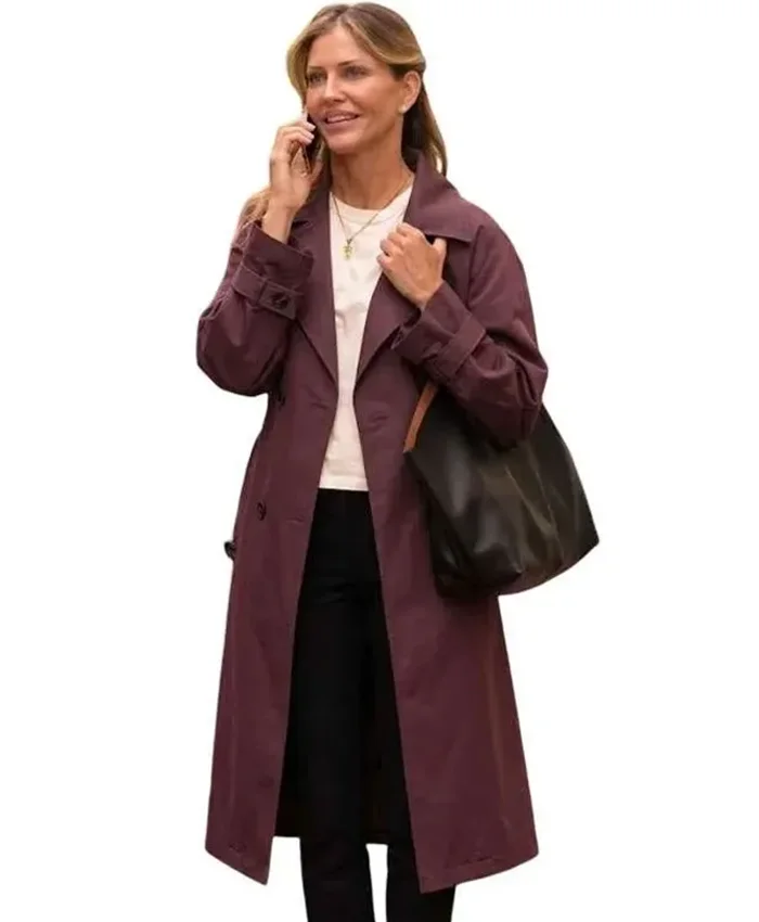 Tracy Spiridakos TV Series Anna Pigeon 2026 Burgundy Trench Coat