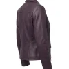 Anna Pigeon S01 burgundy leather jacket with a sleek design