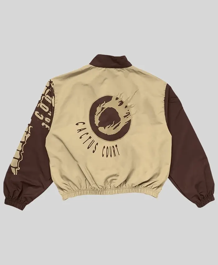 Travis Scott Cactus Jack x Nike Cactus Court Zip Windbreaker Beige and Brown Track Jacket