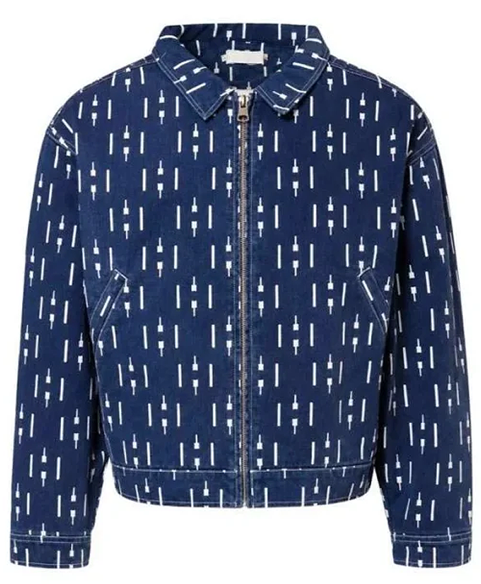 Treshawn Jackson TV Series A Different World 2026 Jonathan Auguste Dark Blue The Gift Print Denim Jacket