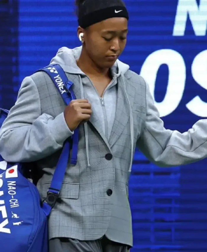 Naomi Osaka US Open 2026 Grey Plaid Hooded Blazer - Image 2