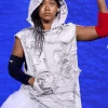 US Open 2026 Naomi Osaka Off-White Patches Custom Hooded Gown Front View
