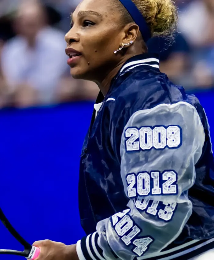 US Open 2026 Serena Williams Nike Navy and Sliver Zip-up Bomber Jacket