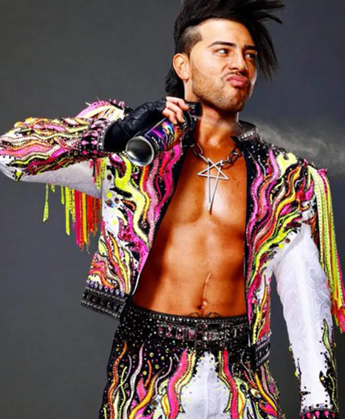 WWE Las Vegas 2026 Joaquin Wilde Multicolor Fringed Embellished Jacket Front