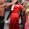 WWE NXT 2026 TNA Knockouts Champion Kelani Jordan Adidas Red Leather Hooded Coat Back View