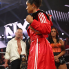 WWE NXT 2026 TNA Knockouts Champion Kelani Jordan Adidas Red Leather Hooded Coat Side View