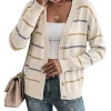 Women Sidefeel Striped Cropped Cardigan White