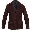 Womens Brown Suede Leather Blazer