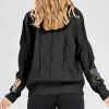 Women's Chouyatou Cable Knit V-Neck Button Down Embroidery Cardigan Black Back