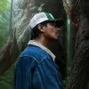 Zo In-sung Movie Hope 2026 Blue Denim with Beige Corduroy Collar Jacket Back View