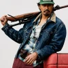 Zo In-sung Movie Hope 2026 Blue Denim with Beige Corduroy Collar Jacket Front View