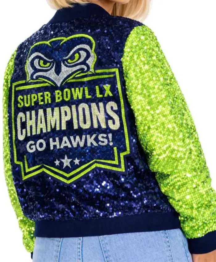 seattle seahawks super bowl lx Championship sequin jacket womens