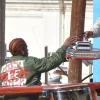 A$AP Rocky Water Taxi Italy 2026 Green and Blue Bomber Jacket Back