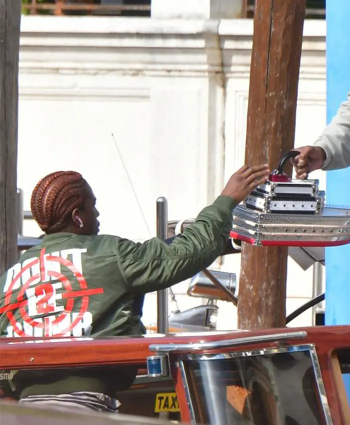 A$AP Rocky Water Taxi Italy 2026 Green and Blue Bomber Jacket Back