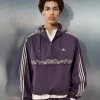 Adidas Originals X Asos Oversized Purple Hooded Pullover Track Jacket With Embroidery