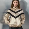 Adidas Originals x Asos Gold Satin Track Bomber Jacket With Lace Detail