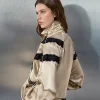 Adidas Originals x Asos Gold Satin Track Bomber Jacket With Lace Detail Side View