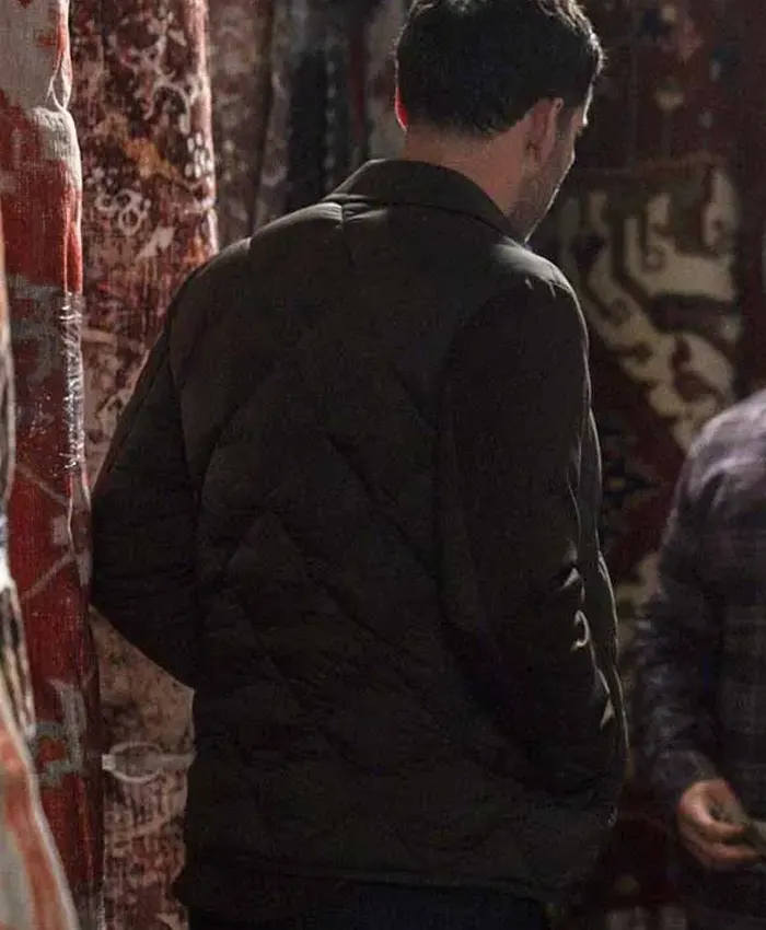Agent Colin Glass TV Series CIA Tom Ellis Green Quilted Jacket Back