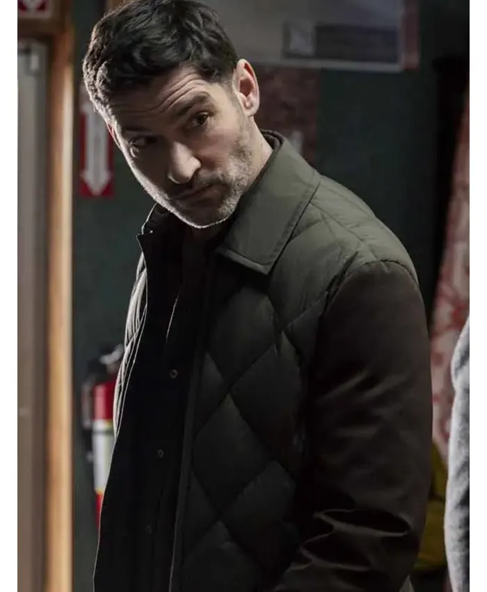 Agent Colin Glass TV Series CIA Tom Ellis Green Quilted Jacket