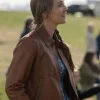 Amber Marshall TV Series Heartland 2026 Amy Fleming Brown Leather Jacket Side View