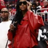 Angel Reese Atlanta Falcons Game Red Leather Jacket