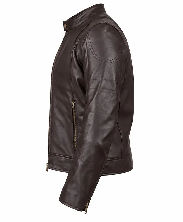 Assassin Movie Havoc 2025 Michelle Waterson Brown Leather Jacket Side View