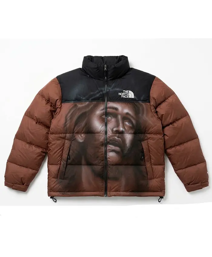 Awake NY x The North Face Nuptse Customized Airbrushed Puffer Jacket Brown