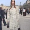 Barbara Palvin Paris Fashion Week 2026 Python Printed Coat Front
