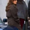 Bella Maclean TV Series Rivals 2026 Taggie O’Hara Grey Wool Trench Coat Back