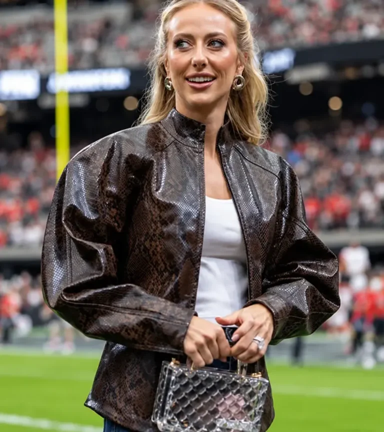 Brittany Mahomes Allegiant Stadium Leather Jacket