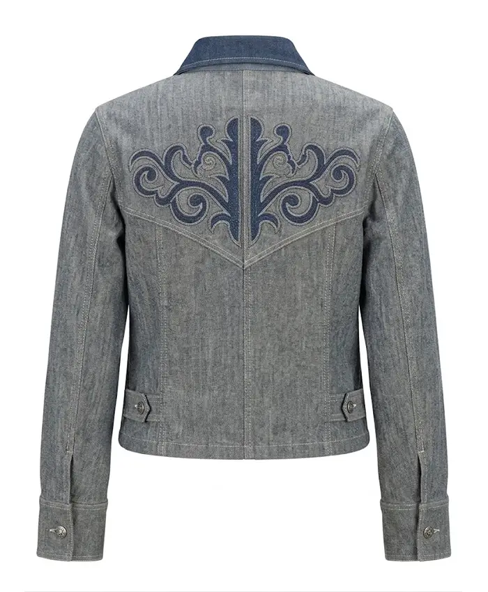 Brynn Godenir TV Series Heartland S20 Winn Becker Embroidered Western Denim Jacket Back